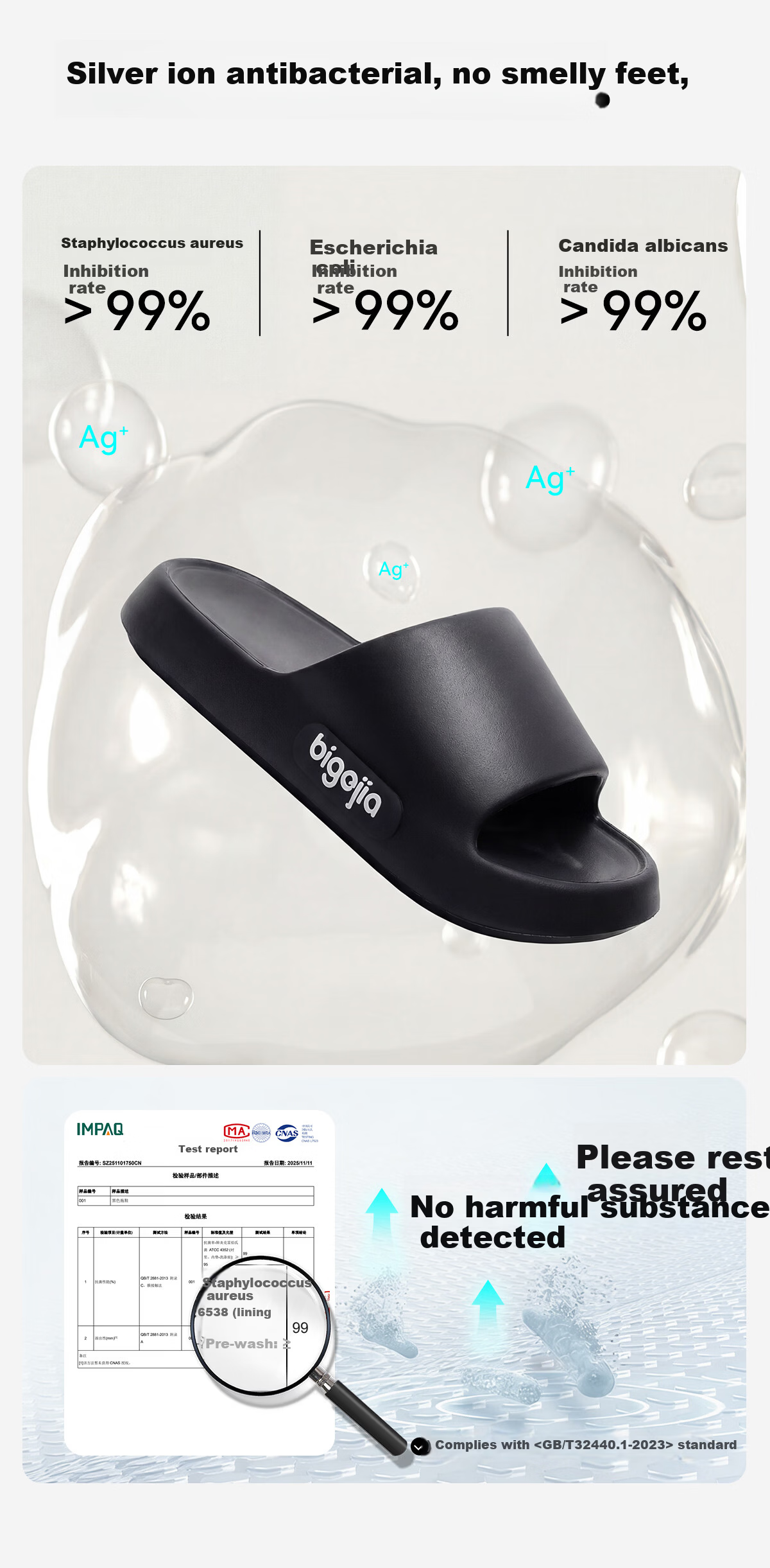 Bigga Plus Size Men's Slippers Indoor Home 4849 Shower Non-Slip EVA Extra Wide Summer Black 50-51 9