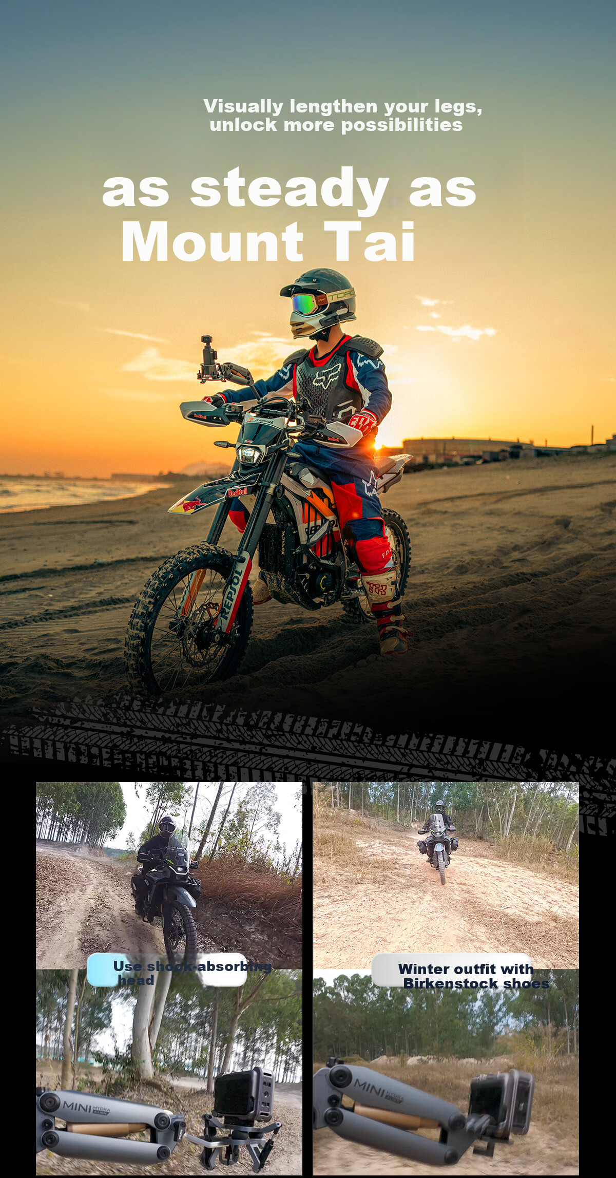 TILTA Iron Head Pocket 4/3 Mini Stabilizing Arm Shock Absorber System with Shock Head [Cycling + Vehicle Shooting] Master Kit - Desert Color 3
