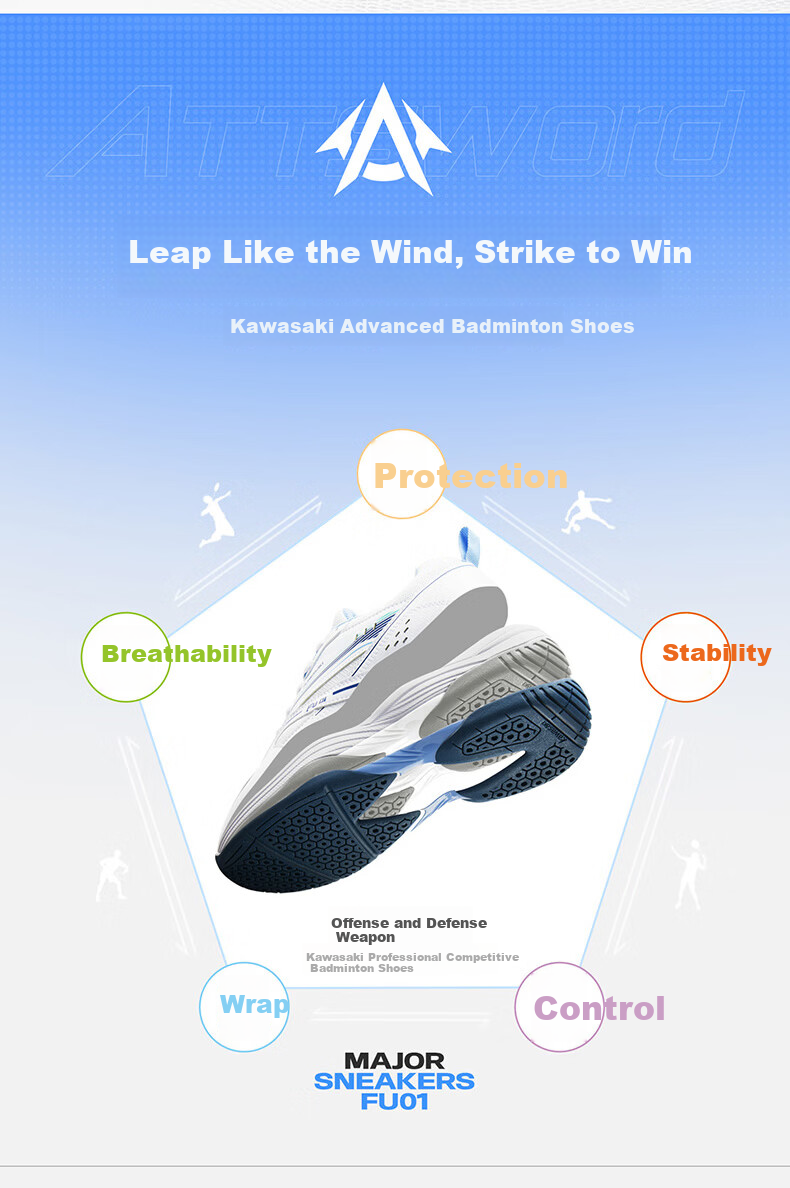 KAWASAKI Professional Badminton Shoes Unisex Lightweight Non-Slip Shock Absorption Training and Competition Shoes for Youth Beginners 2