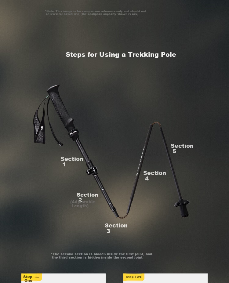 Pelliot Yuyi Outdoor 3K Carbon Fiber Folding Ultralight Hiking Trekking Pole 16403644 Black 6