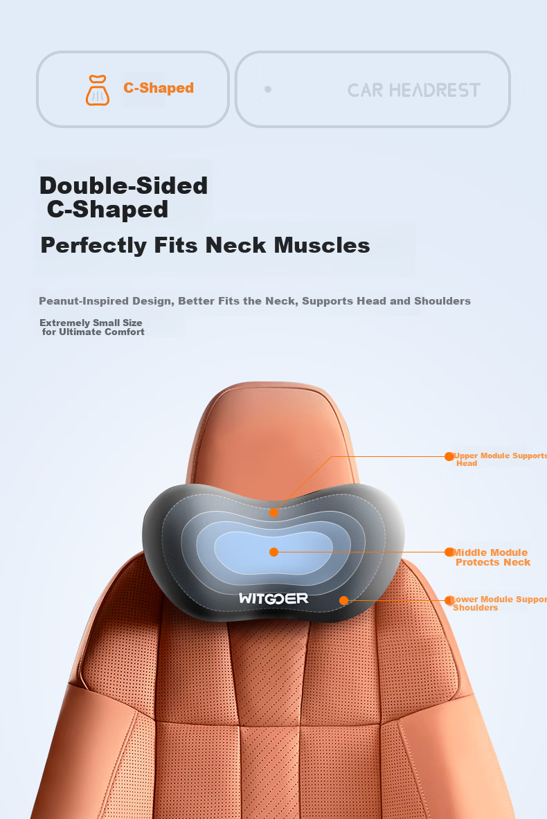 Zhiguozhe Car Headrest Neck Pillow Memory Foam Long-Distance Driving Seat Cushion Premium 6