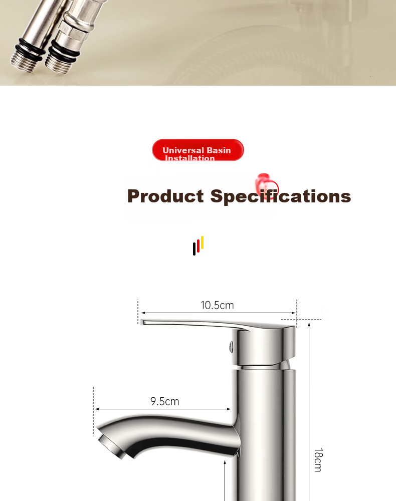 Yipinyinxiang Bathroom Faucet, Hot And Cold Basin Tap, Double Or Triple Hole Washbasin Faucet, Bathroom Tap 27