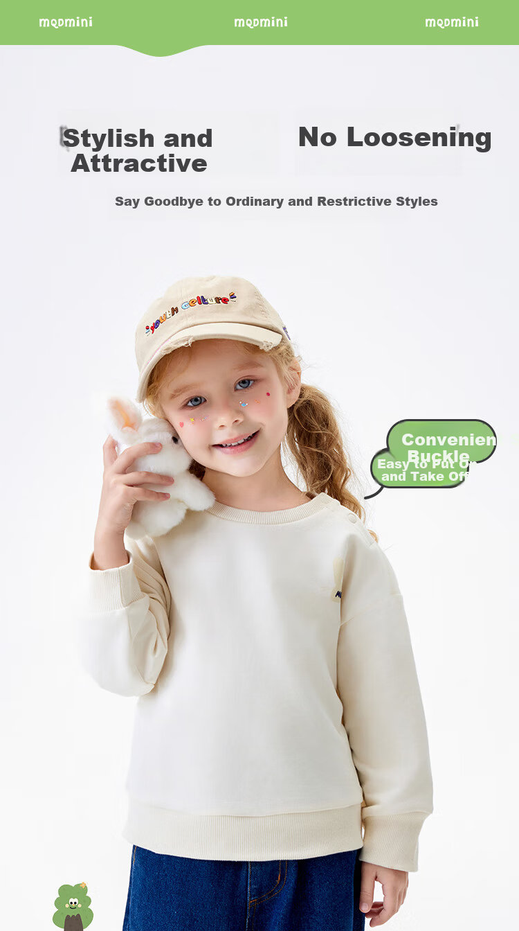 MQDMINI Kids Sweatshirt Spring Boys Girls 5A Antibacterial Fashion Top Sunny Bear Rabbit 5