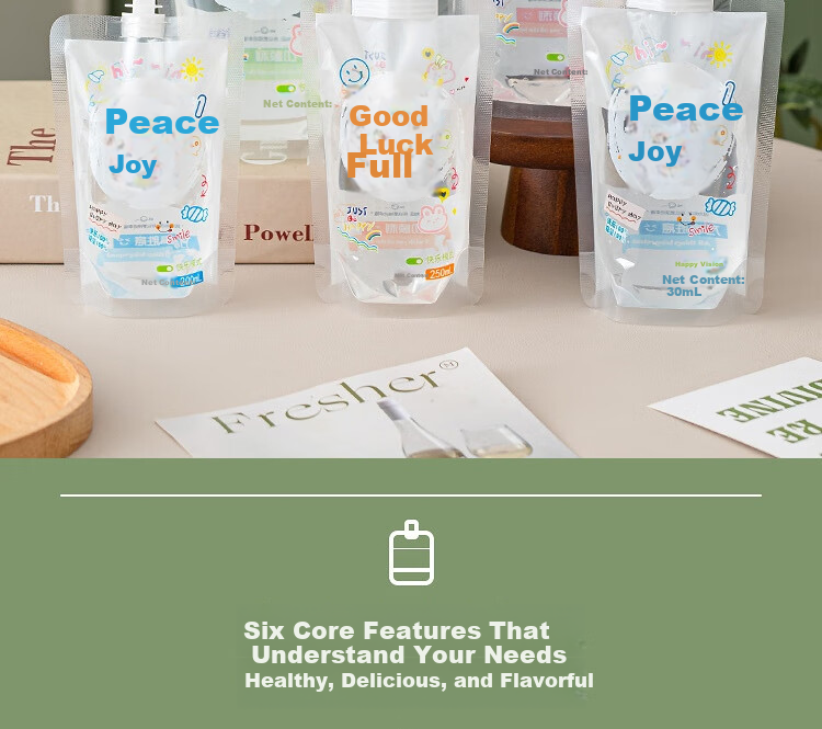 Edo Disposable Spout Bags for Soy Milk and Milk Tea, Beverage Sealing Bags, Portable Herbal Bags 300ml*30 with Free Funnel 2