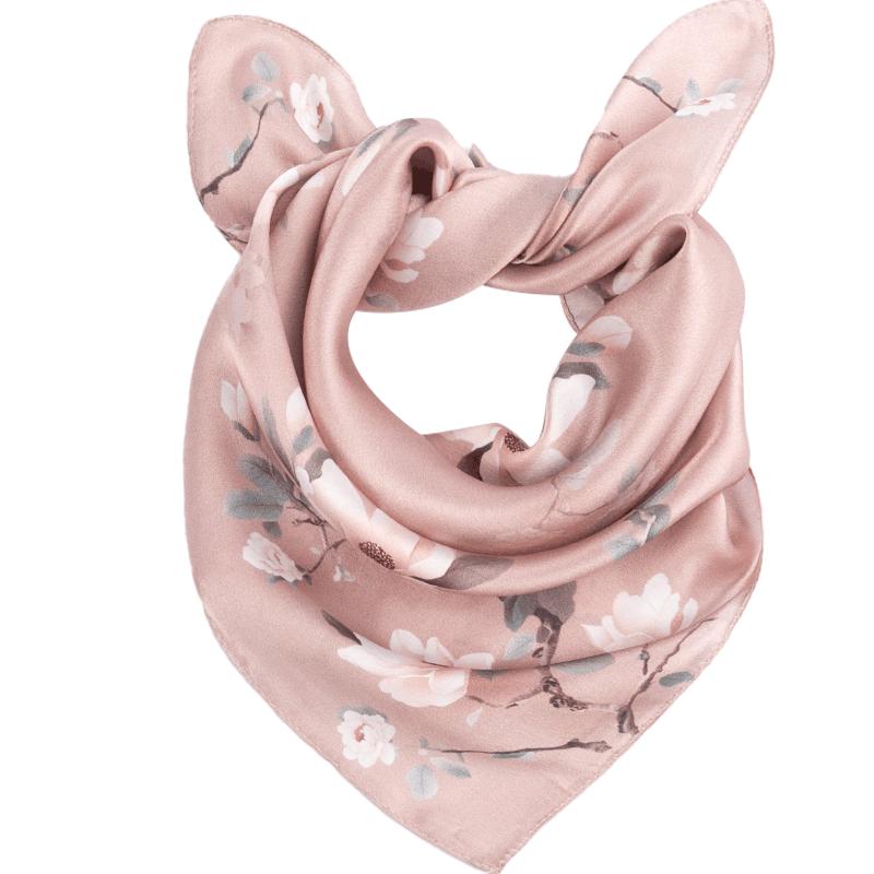 Shanghai Story Women's Silk Satin Small Square Scarf 100% Mulberry Silk Scarf Gift Box Birthday Present Tipsy Mist