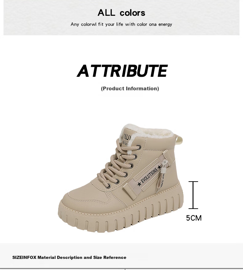 Cartelo Crocodile High-top Women's Winter Fleece-lined Casual Shoes Warm Cotton Snow Boots Sneakers 1646 Khaki Size 39 2