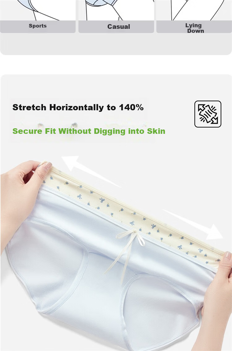 Urban Beauty Women's Cotton Underwear 2025 New 10A Full Cotton Antibacterial Extended Crotch Bowknot Spliced Girl's Briefs 6