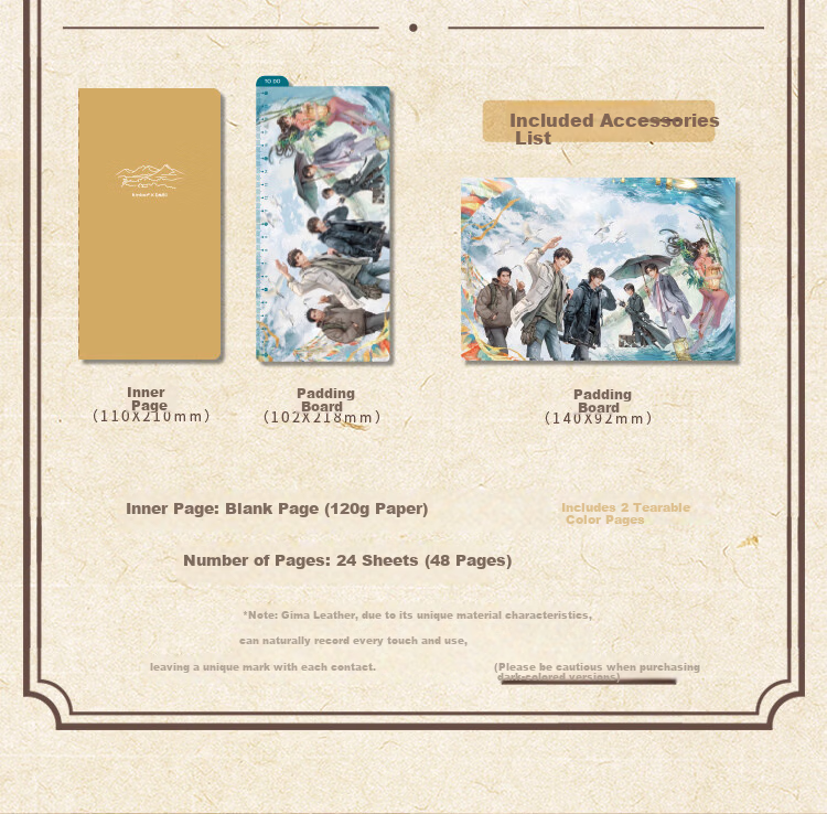 Kinbor Tomb Notes 10th Anniversary PU Stamping Notebook Pad Collection Travel Stamp Album Journal Blank Check-in Scenic Spot Stamp Book DT53446 8