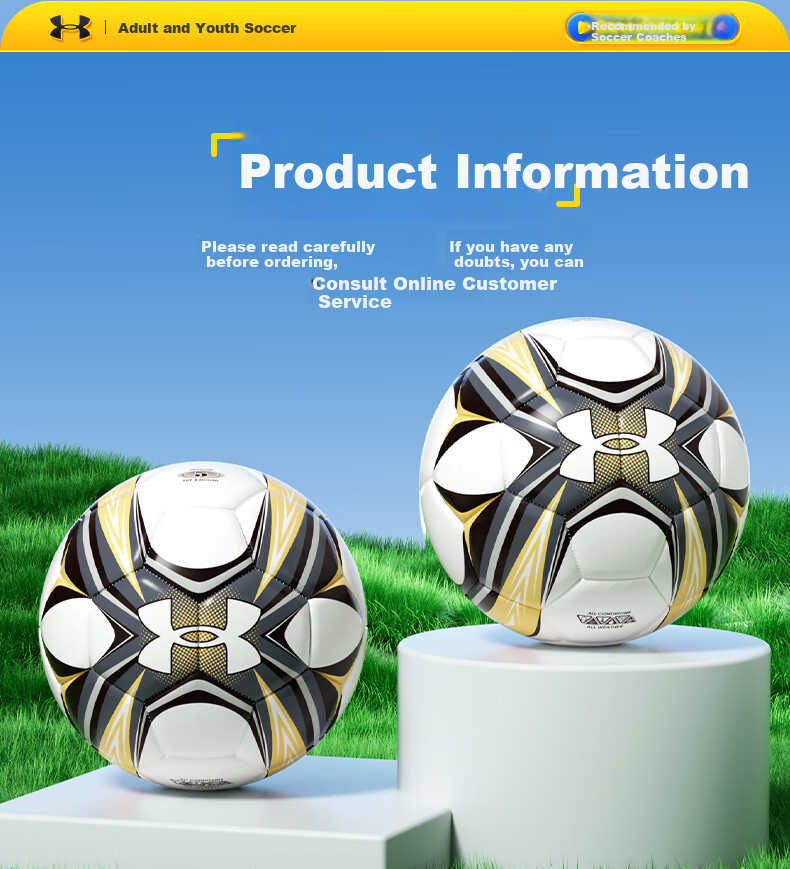 Under Armour Soccer Ball Size 5 Official Match Training Ball for Middle School Entrance Exam Adult World Cup Soccer Ball 13