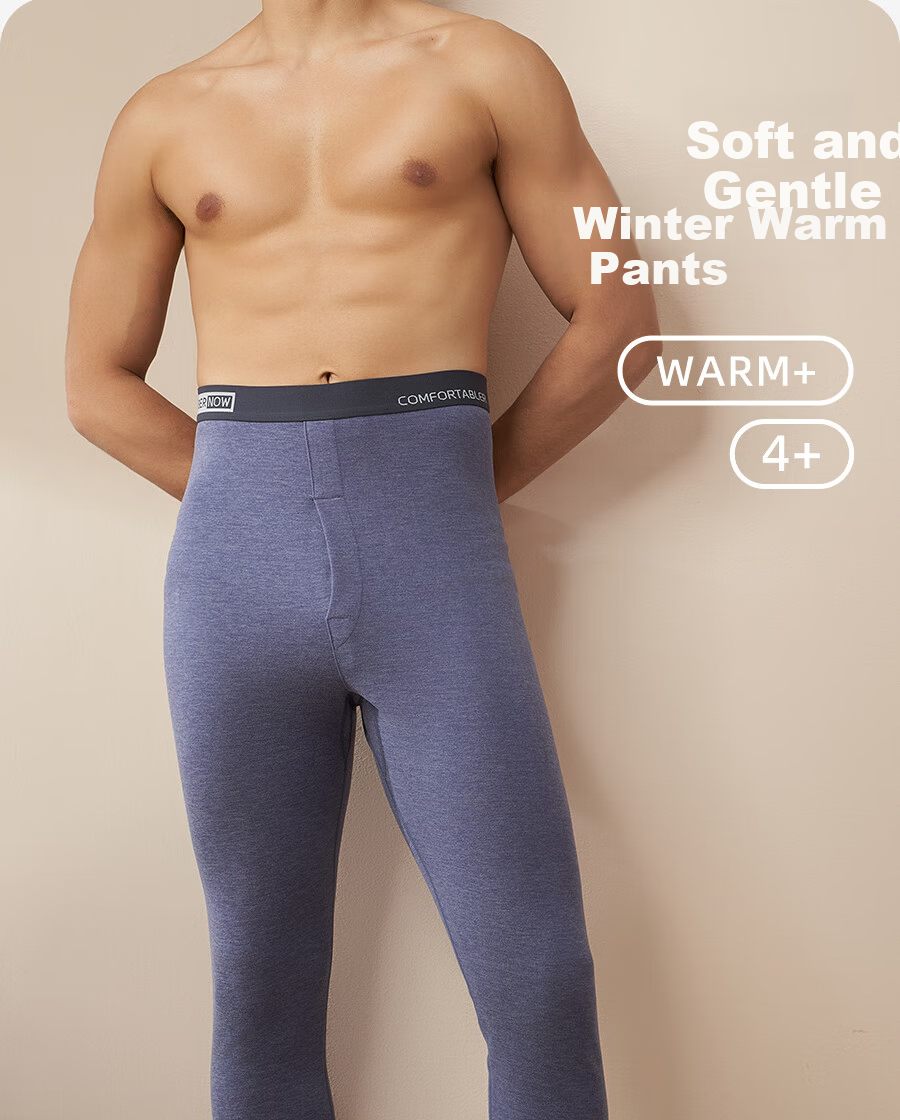 Modal Men's Thermal Underwear Pants Thin Fleece Cotton Base Layer Black Gray XL 1