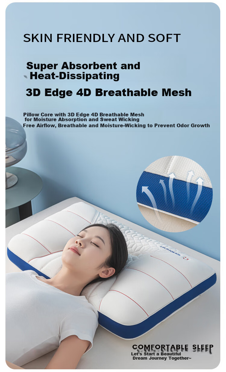 MINISO Natural Antibacterial Neck Support Pillow Ergonomic Cervical Pillow Core for Deep Sleep Pair 4