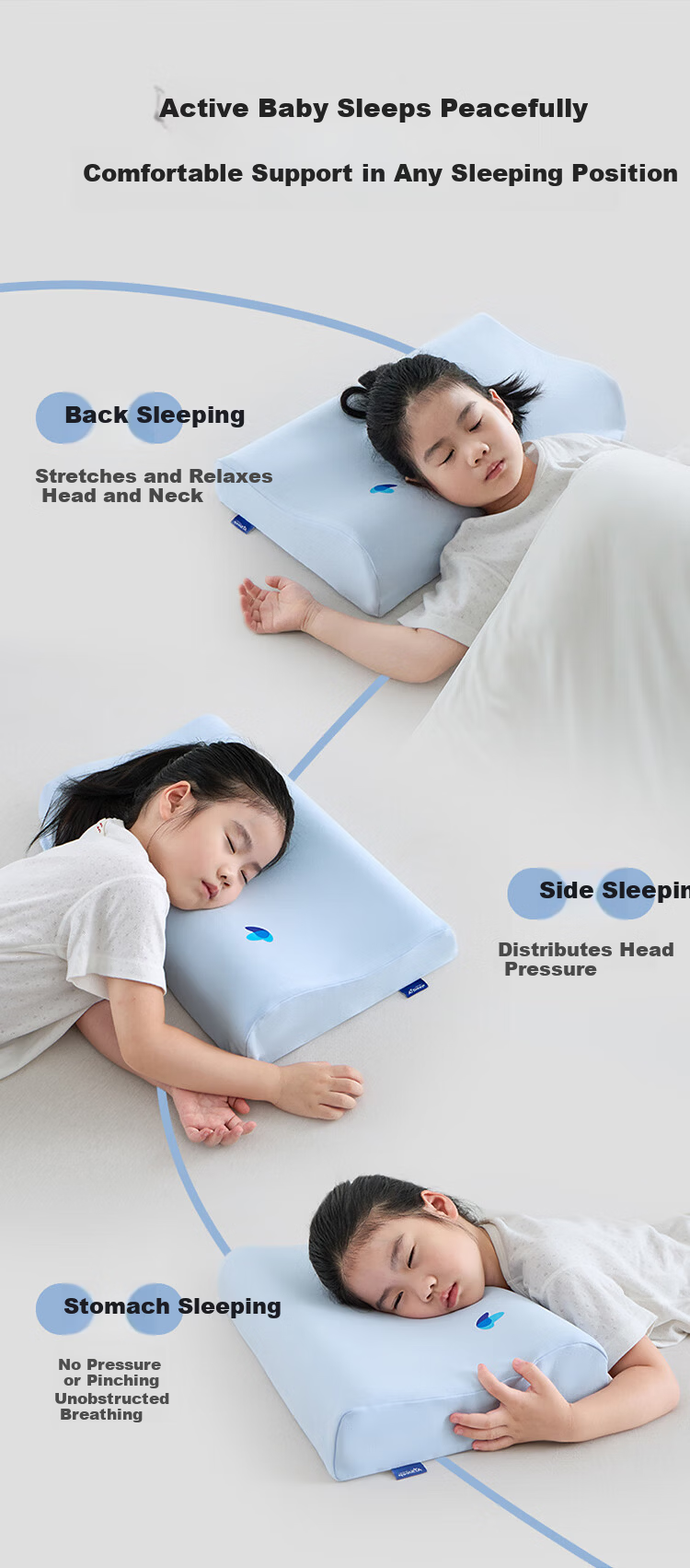 AiSleep Thailand Imported Dream Infant Latex Pillow Nap Pillow Children's Pillow Newborn Baby Pillow 7cm 10