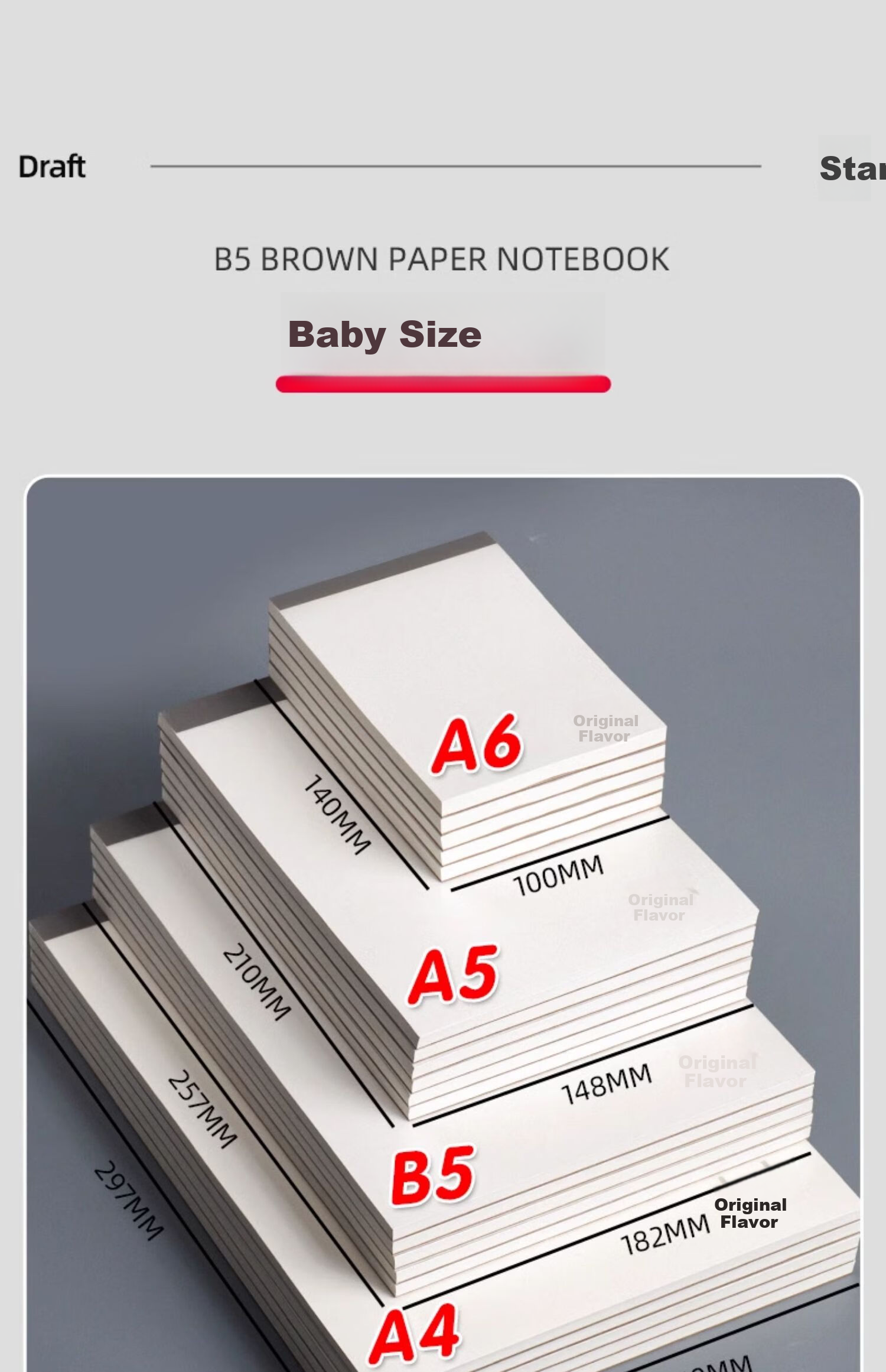M&G A6 Kraft Paper Notebook Blank PP 70 Sheets 5-Pack GA6760D 12