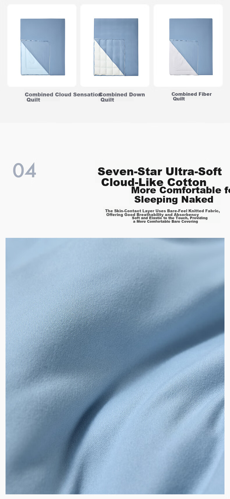 LOVO Luolai Home Textiles Deep Sleep Temperature Control Quilt Machine Washable Spring Autumn Four Seasons Quilt Three-in-One Stackable Quilt Core Additional Quilt Core 5