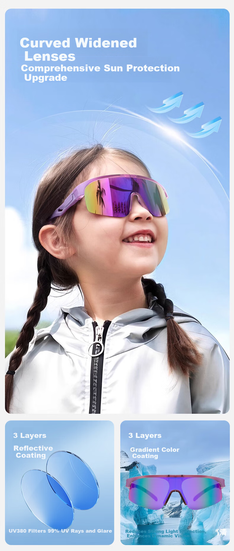 FENCHI Kids Folding Cycling Sunglasses UV Protection Outdoor Sports Bicycle Goggles for Boys and Girls 6