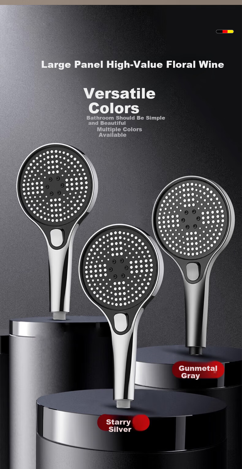 WUZORY Germany Pressurized Shower Head Handheld Bathroom Silver 127 20