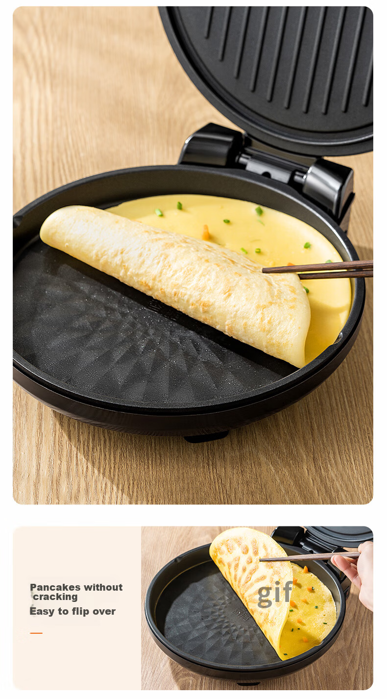 Joyoung Electric Griddle Sandwich Maker Breakfast Machine, 36mm Deep Baking Tray, Zero Fluorine Titanium Ceramic Ultra-Wear Resistant Low-Oil, Detachable Lower Plate, Vortex Heating High-Power Pancake Cooker GK732 16