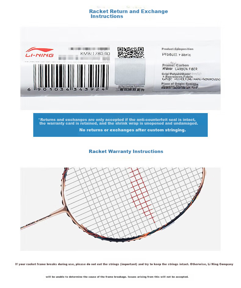 LI-NING Fengying 900NEW Badminton Racket Full Carbon Ultra-Light Speed Type Double Mid-High Professional Competition Training 6
