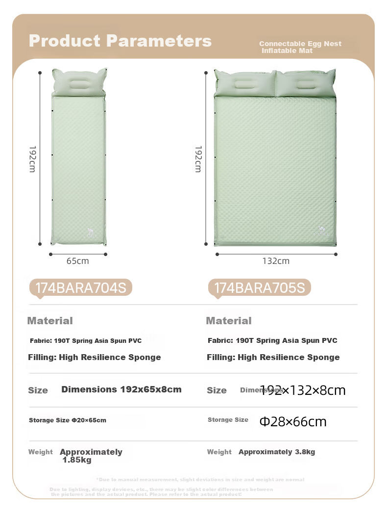 CAMEL Egg Nest Self-Inflating Air Mattress Outdoor Camping Portable Moisture-Proof Mat A704 Silver Green Ground Pad 18