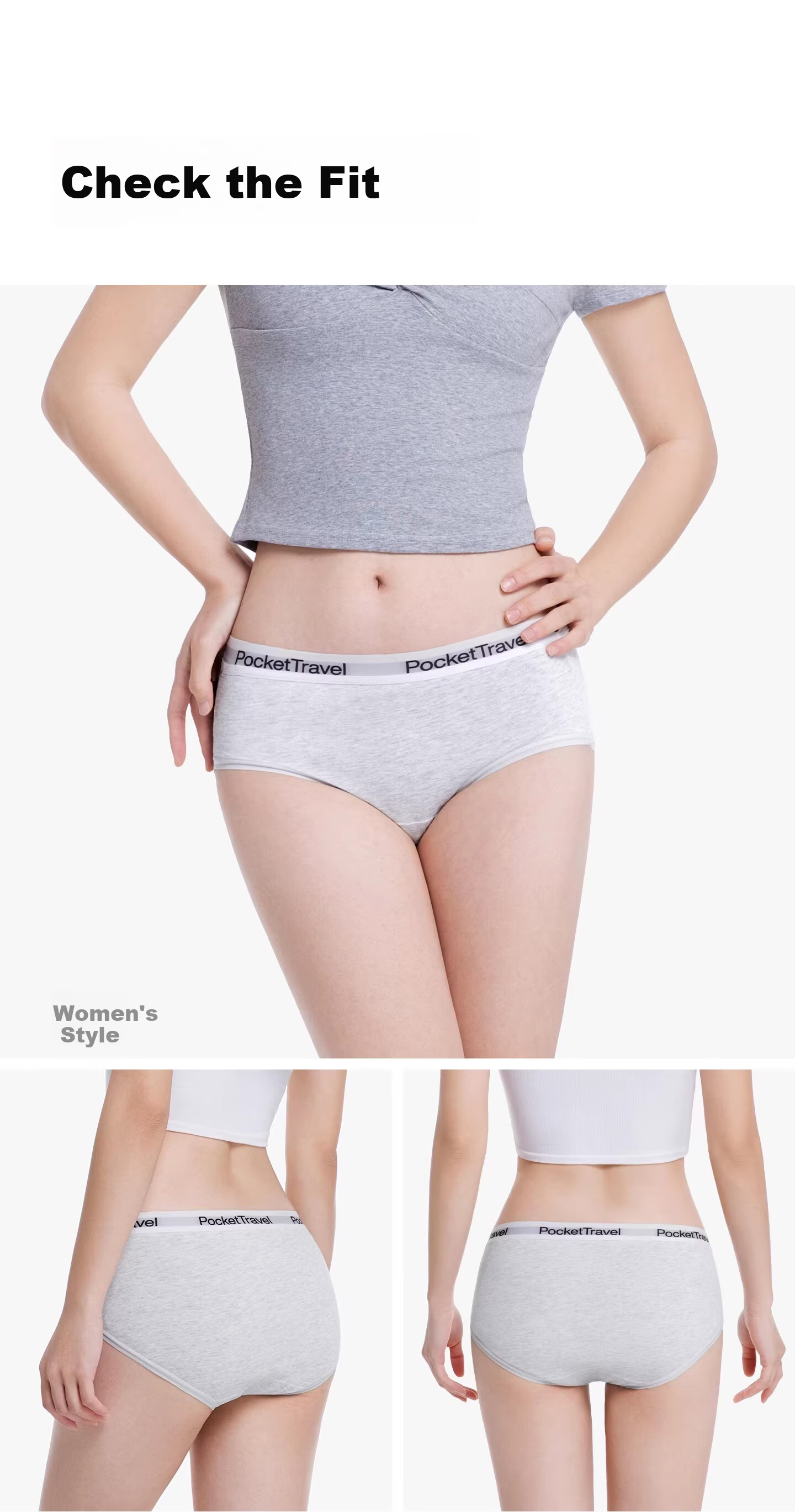 Pocket Travel Disposable Underwear for Teen Boys and Girls, Cotton, Women's and Youth, 5-Pack, Size L (100-130 lbs) 9