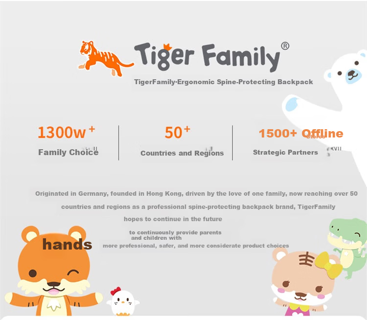 TigerFamily Primary School Backpack for Grades 1-3, Spine Protection And Load Reduction Children's Backpack, Double Shoulder Bag 23