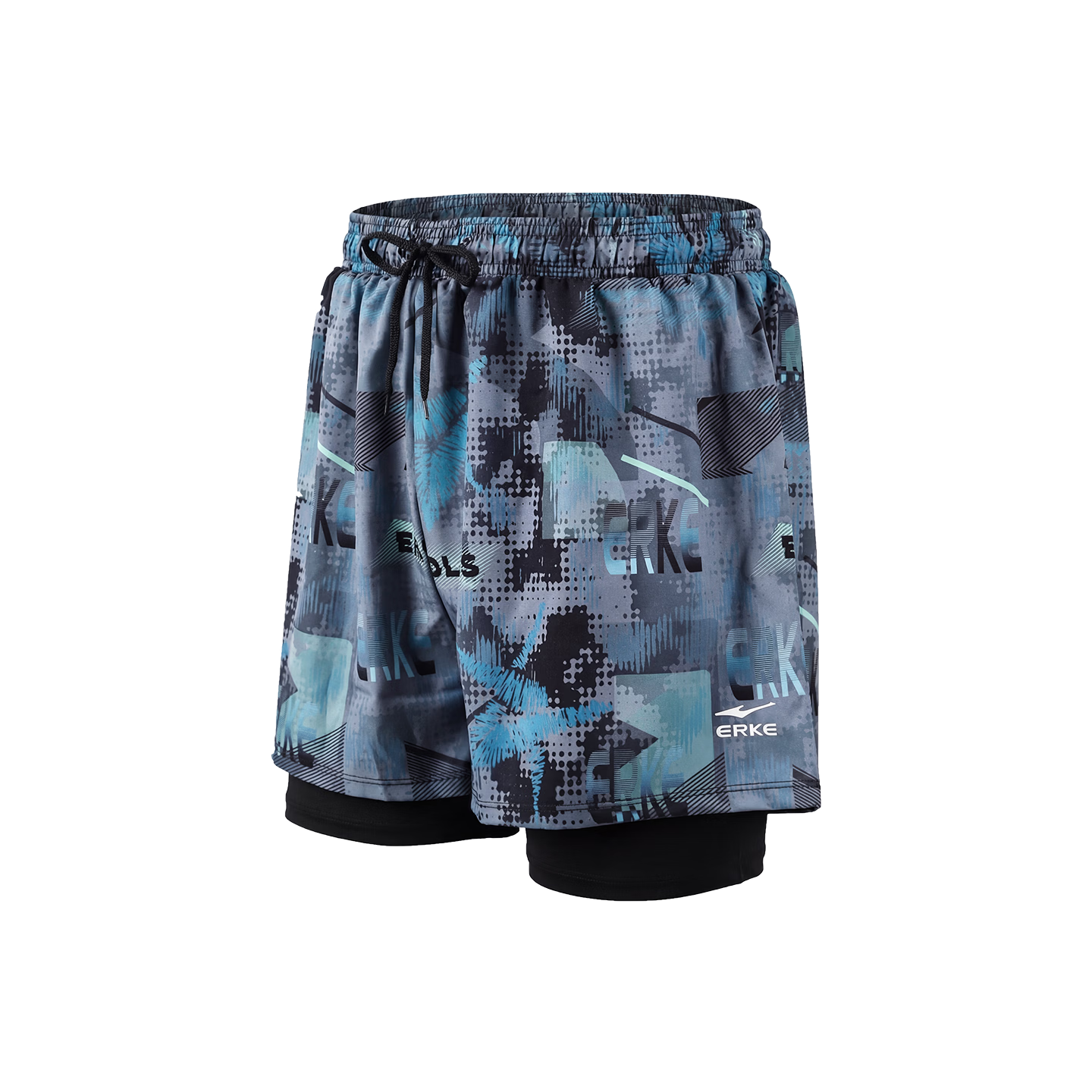 ERKE Men's Double-Layer Quick-Dry Loose Fit Swim Trunks Beach Shorts for Vacation and Hot Springs Swimming Gear