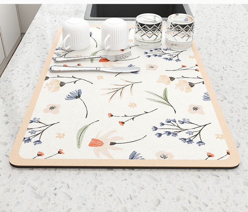 Qiqijia Kitchen Countertop Draining Mat, Table Mat, Cup And Dish Drying Pad, Tea Tray Absorbent Coaster, Washable Heat-Resistant Pad 7