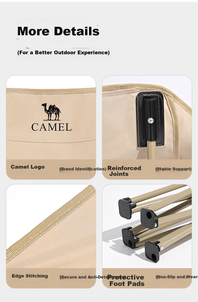 CAMEL Outdoor Camping Chair Fishing Stool Beach Recliner Moon Chair with Armrest Folding Stool Camping Equipment Table and Chair 3642 14