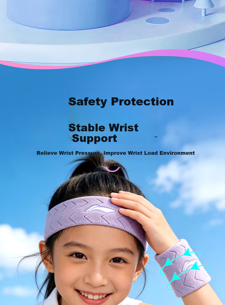 LI-NING Kids Wristbands and Headbands Set of 2 Sports Sweatbands Knitted Wrist Sweat Towel for Basketball Badminton Soccer 5