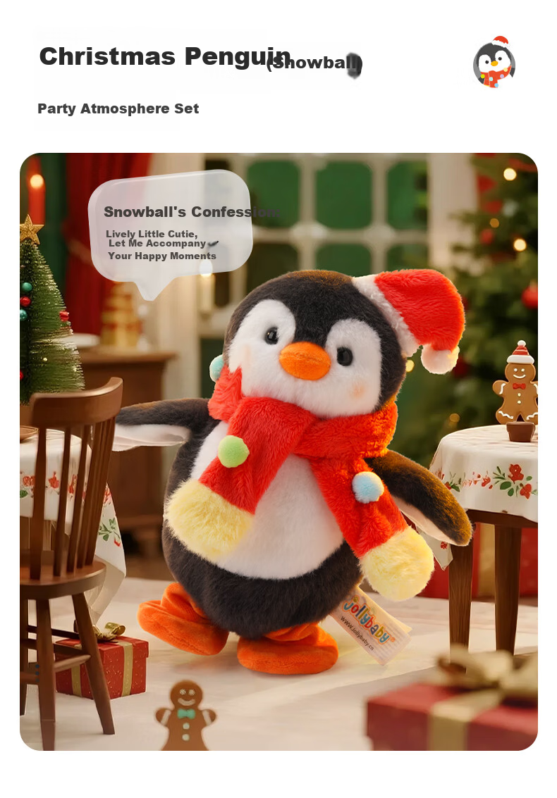 Jollybaby Kids Plush Electronic Pet Penguin Doll Baby Soothing Companion Holiday Birthday Gift Chef Blue 6