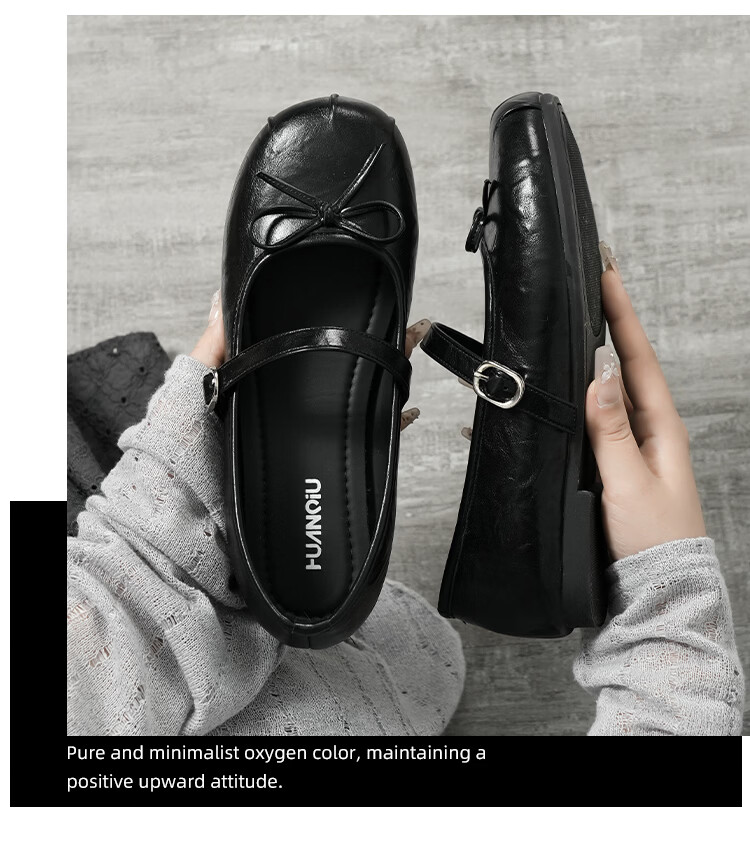 HUANQIU Silver French Style Ballet Mary Jane Flats for Women Summer Breathable Height Increasing Soft Sole Dress Shoes 25