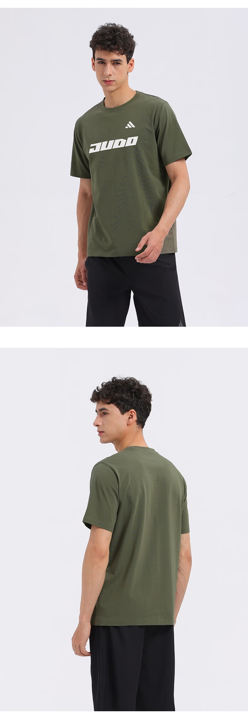 Adidas 2026 New Summer Cotton Short Sleeve T-Shirt Unisex Student Breathable Half Sleeve Olive Green/White 3XL 7