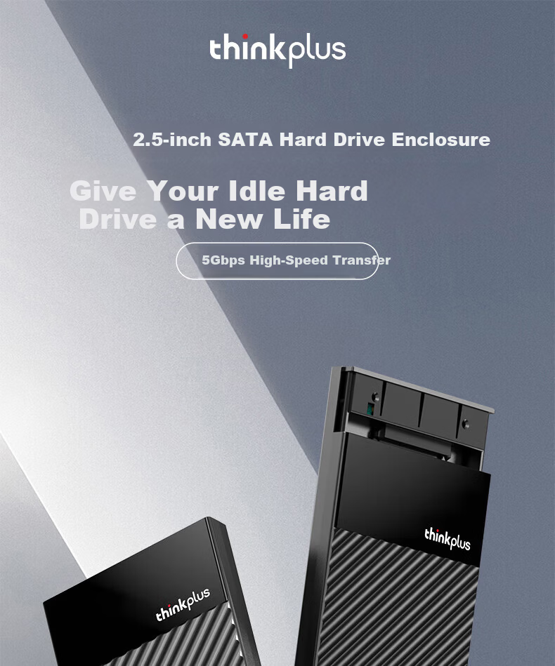 ThinkPlus Lenovo M.2 SATA/NVMe Dual-Protocol 20Gbps SSD Enclosure Type-C USB 3.2 Portable Hard Drive Case HS300 Series for Mobile and PC 1