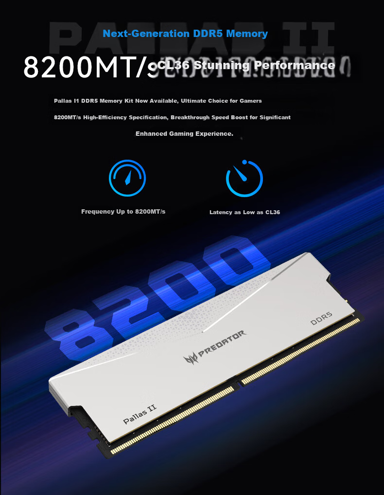 PREDATOR 32GB (16GB×2) DDR5 6000MHz Desktop Memory Pallas II Frost Series (C32) Stone Black AI Computer Accessories 10