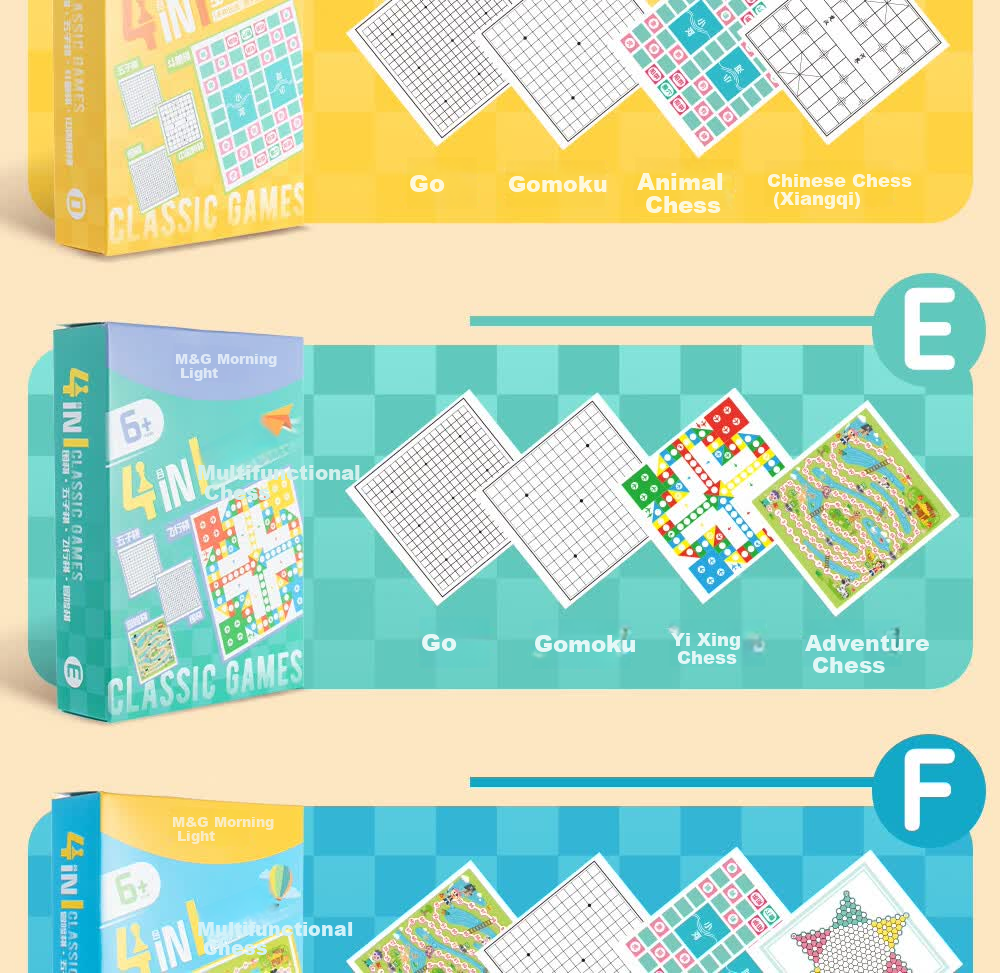 M&G Nine-In Multifunctional Advanced Board Game Set Including Chess, Go, Gomoku, Ludo, Elementary School Birthday Gift 7