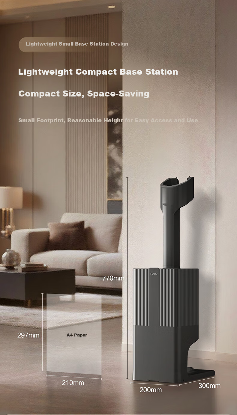 Haier Vacuum Cleaner with Self-Dust Collection Base HF3 Home Handheld Wireless High Suction Dust Collector Green Light Mite Removal Hair Anti-Tangle Holiday Gift HSC-SA301D 9