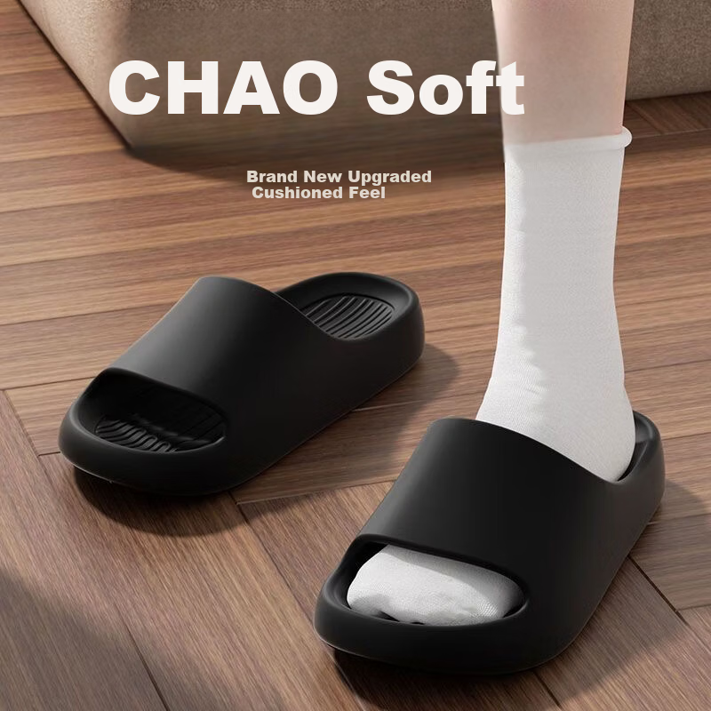 ABFE Men's Soft Sole Shower Slippers Home Non-Slip Indoor Bathroom Couple Slippers Women Black Size 40-41