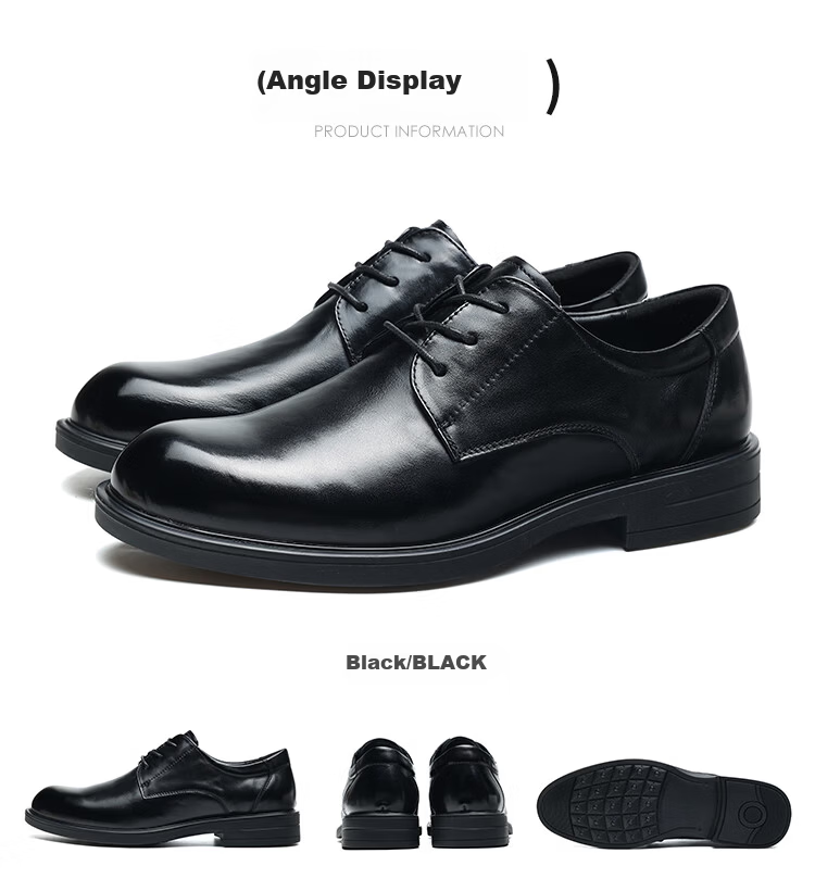Mark Fairwhale First Layer Cowhide Men's Business Dress Shoes Breathable Derby Lightweight Soft Sole Black Size 40 8