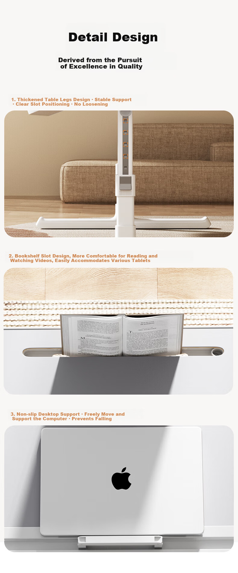 BIAZE Large Adjustable Folding Laptop Desk with Drawer, Bed Tray, Dormitory Study and Reading Table, Bedroom Lazy Gamer Desk 6