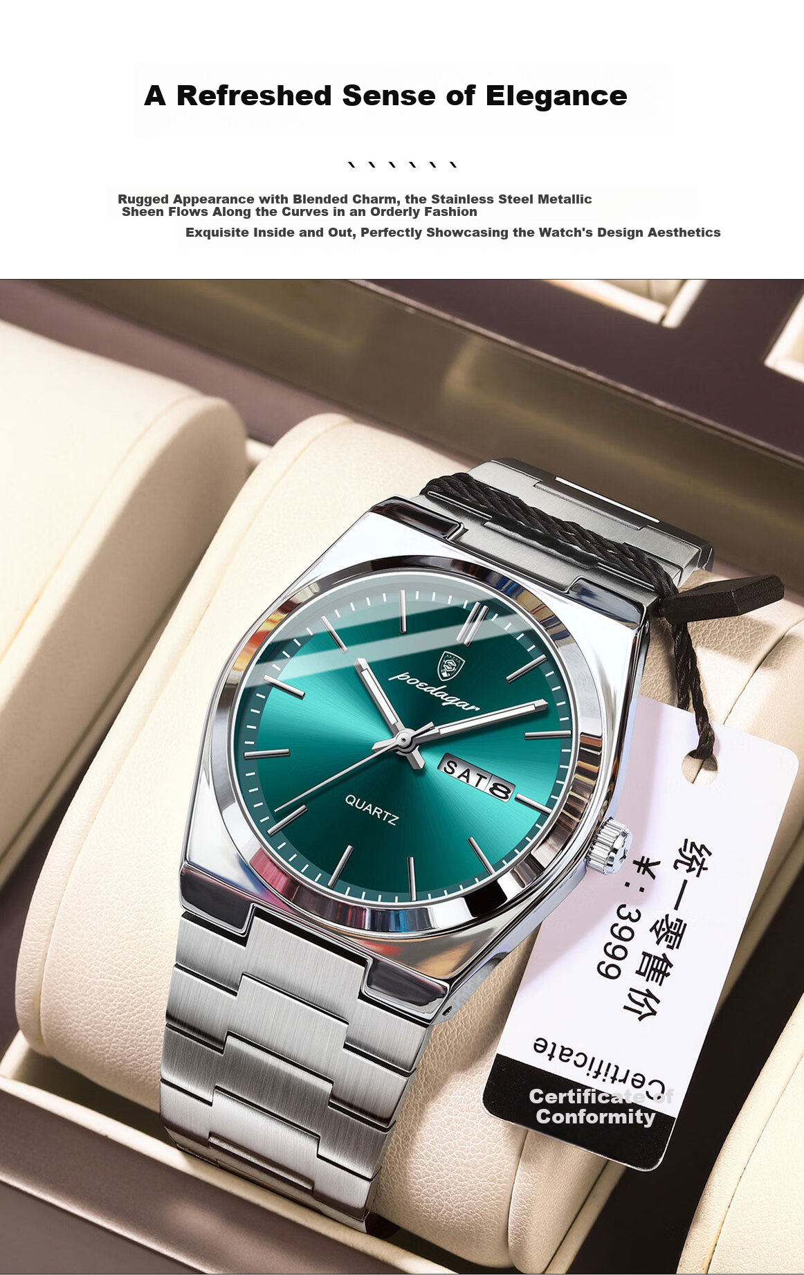 GEORGCOUNT Swiss Business Men's Watch 2025 New Waterproof Luminous Quartz Automatic Steel Band 10