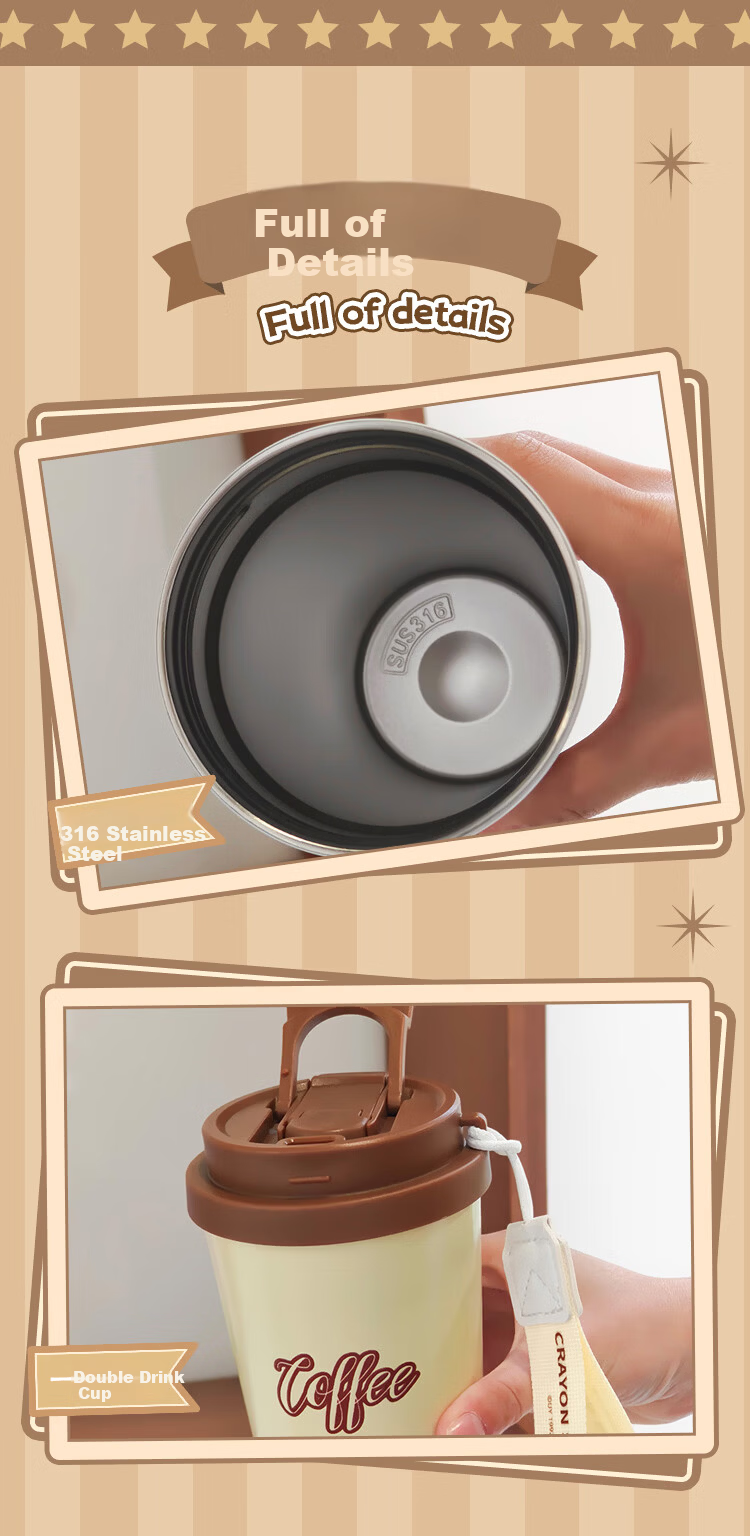 Crayon Shin-chan Stainless Steel Insulated Coffee Straw Cup Portable Large Capacity High-Value Water Bottle for Women 4