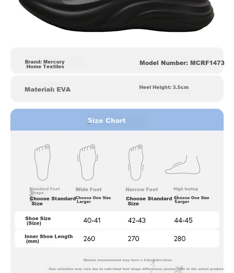 Mercury Home Textiles Men's Sports Slippers New Summer Beach Thick Sole Non-Slip Soft Indoor Shower Sandals 3