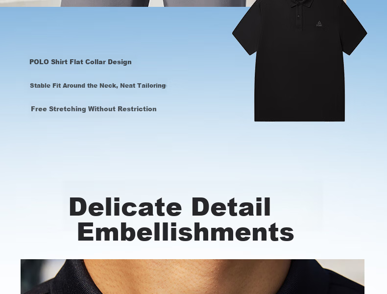 PEAK Polo Shirt for Men, Summer New Style, Sports Fitness Business Top, Breathable Casual T-Shirt, Loose Short Sleeve DF652241 10