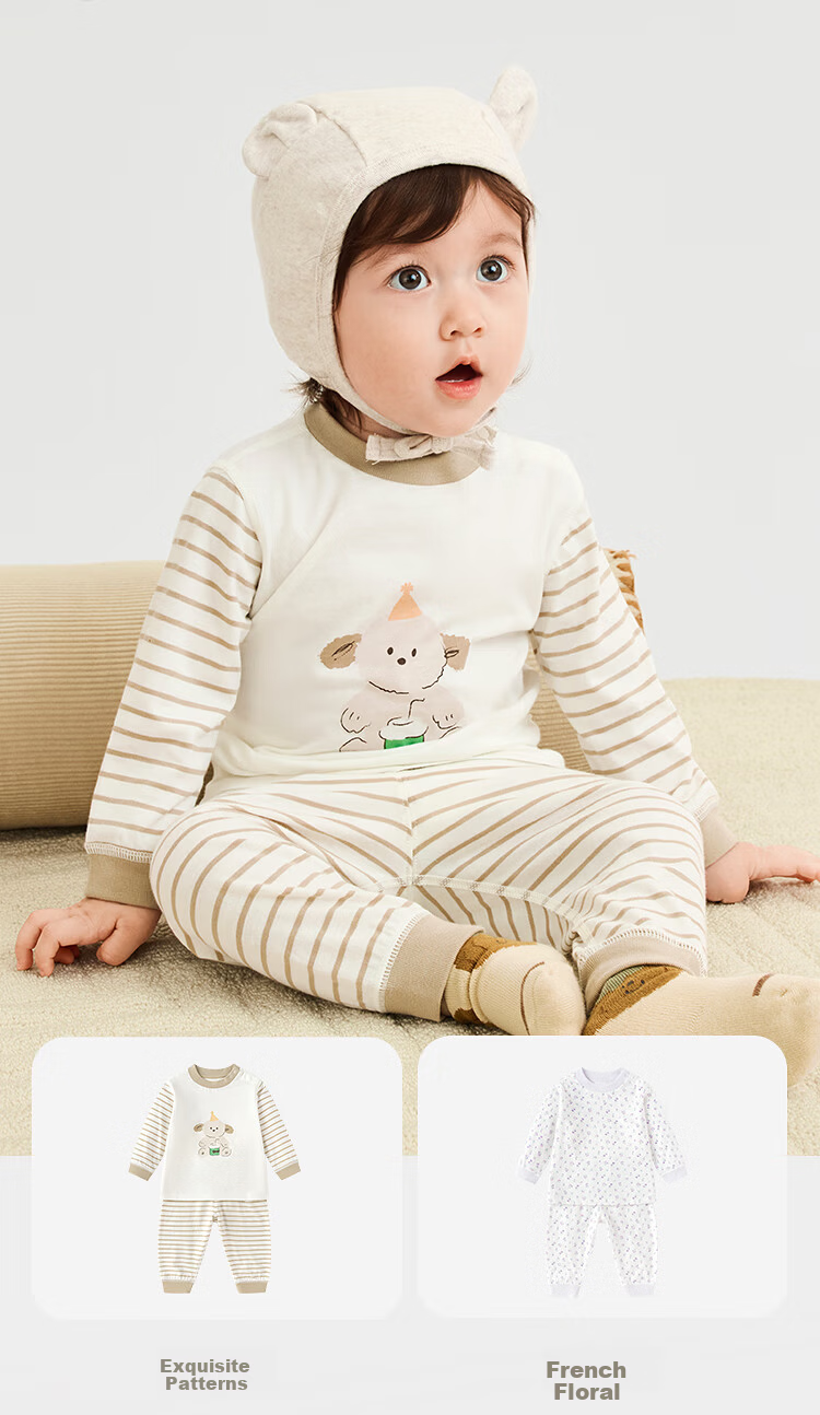 Balabala【balaOne】Kids Baby Infant Underwear Set 2025 New Winter Homewear Ribbed High-Waist New Year Edition 6