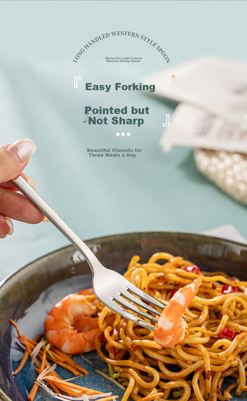 Guangyi 304 Stainless Steel Fork Set 2pcs Dessert Fork Fruit Fork Salad Instant Noodle Fork Cutlery GY7870 10