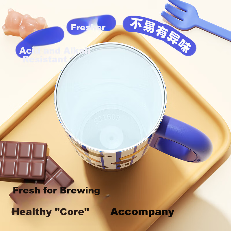 BABLOV Huaban Sen Insulated Water Bottle Large Capacity Ice Mug High-Value Ceramic Coated Liner Straw Cup for Men and Women