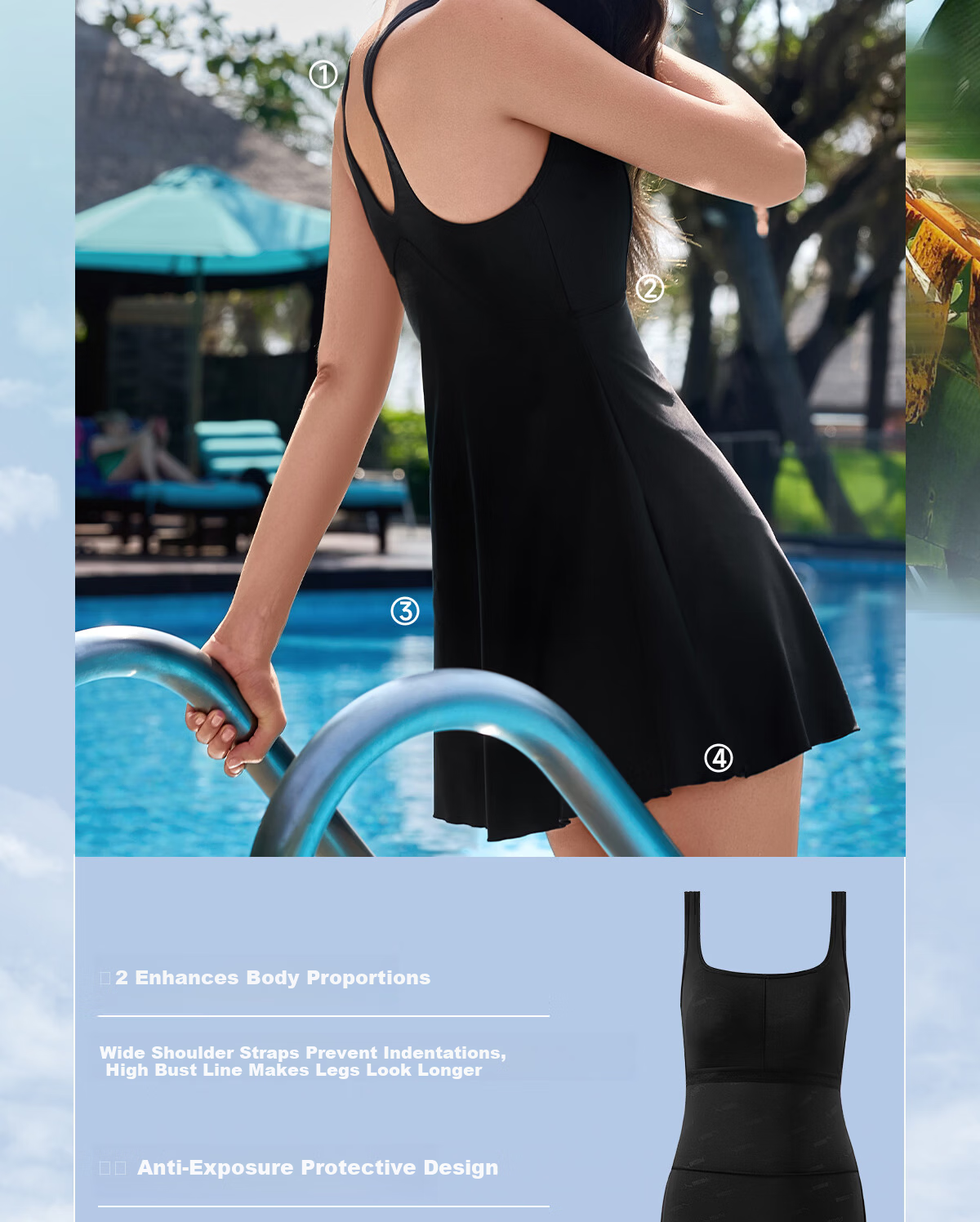 PUMA Women's One-Piece Skirted Swimsuit High-Waist Tummy Control Slimming Swimwear for Hot Springs Vacation Beach 7
