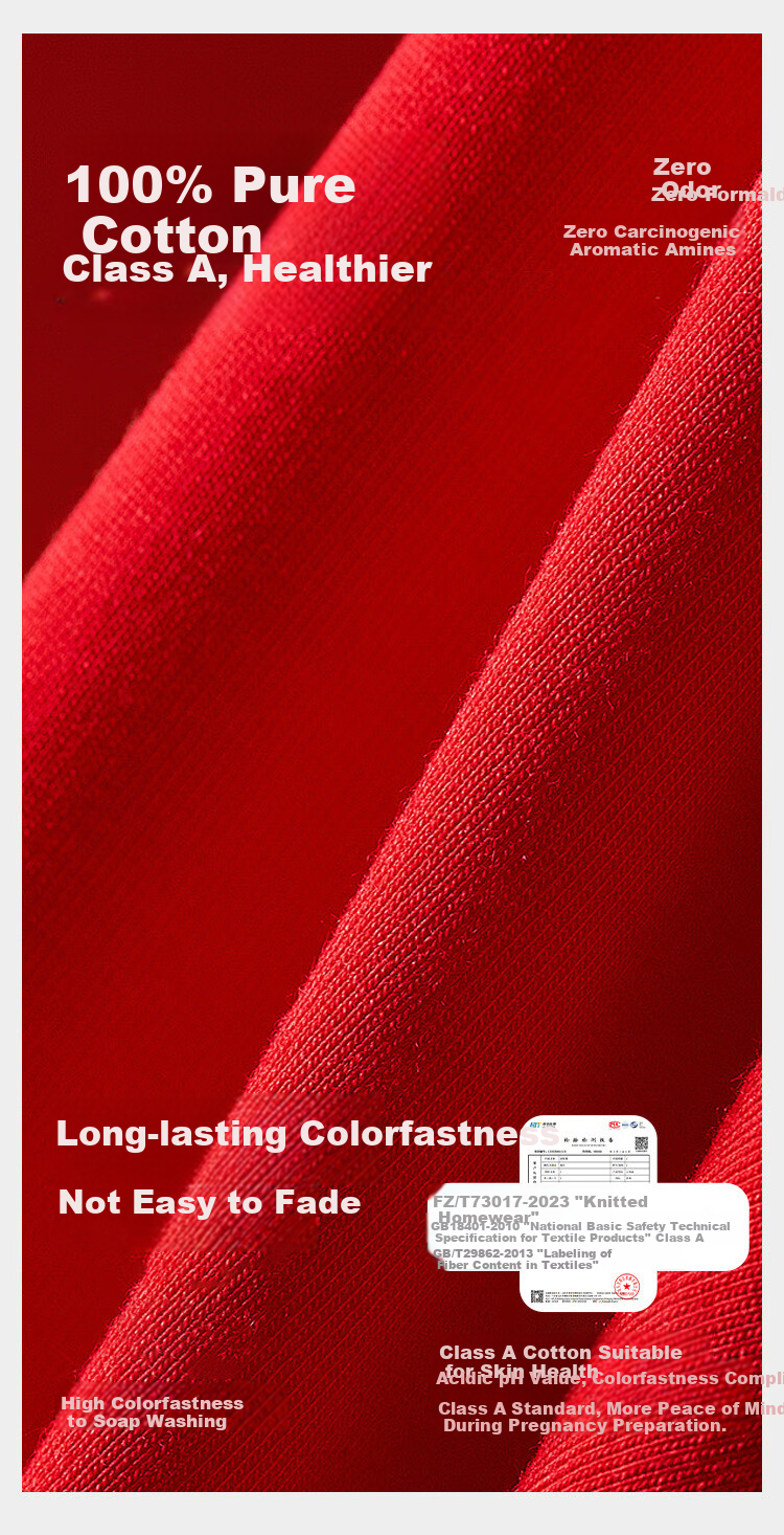 Langsha [10A Antibacterial] Women's Pajamas Autumn Cotton Homewear for Newlyweds Couple Angora Red 3