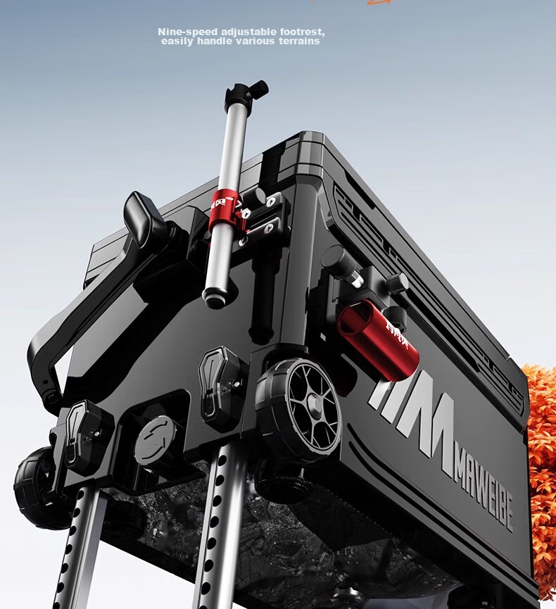 Maweibei 2026 New Full Set Multifunctional Fishing Tackle Box, Lightweight All-Terrain Four-Wheel Lift Thickened No-Installation Integrated Platform Fishing Box 23
