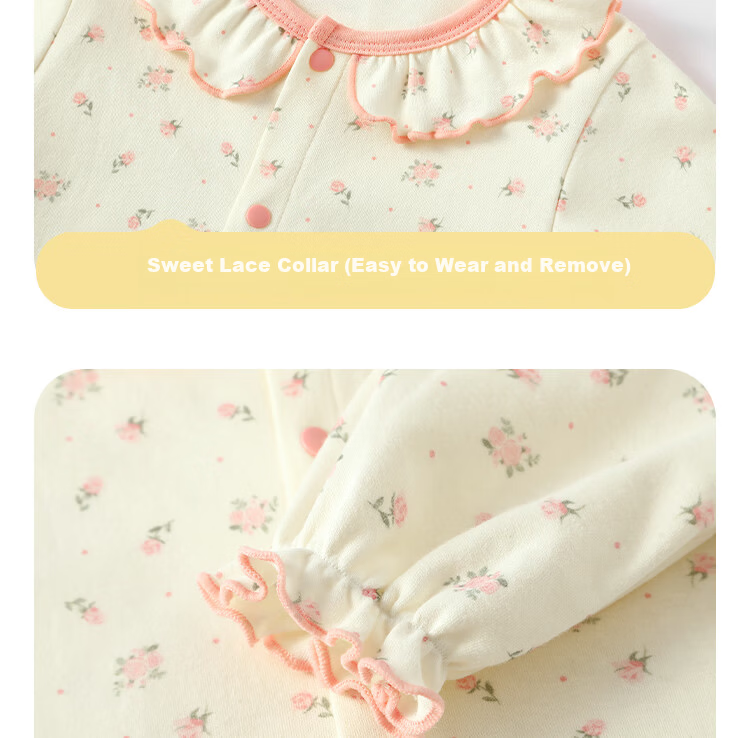 Badi Badi [Gift for Expectant Moms] Pure Cotton Infant One-Piece Romper Pajamas Homewear Pastoral Floral Yellow 66cm 13